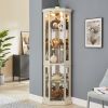 Lighted Corner Glass Curio Cabinet with Adjustable Shelves