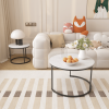 Nesting Coffee Table Set of 2 – 27.6" Round Industrial Wood & Metal